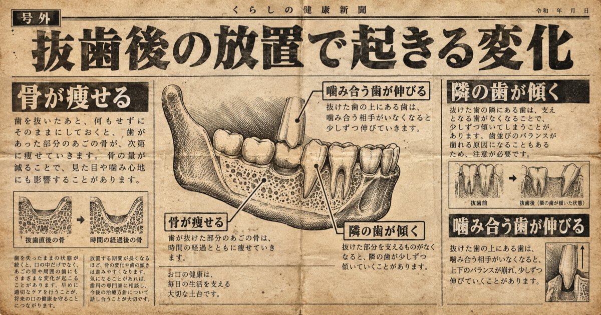 抜歯後の放置で奥歯まわりに起きている変化