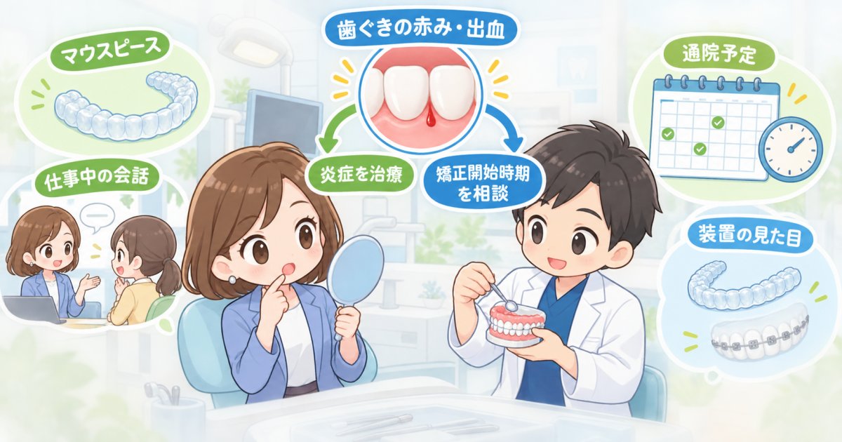30代・40代の矯正は遅い？歯ぐきの出血と仕事中の見た目
