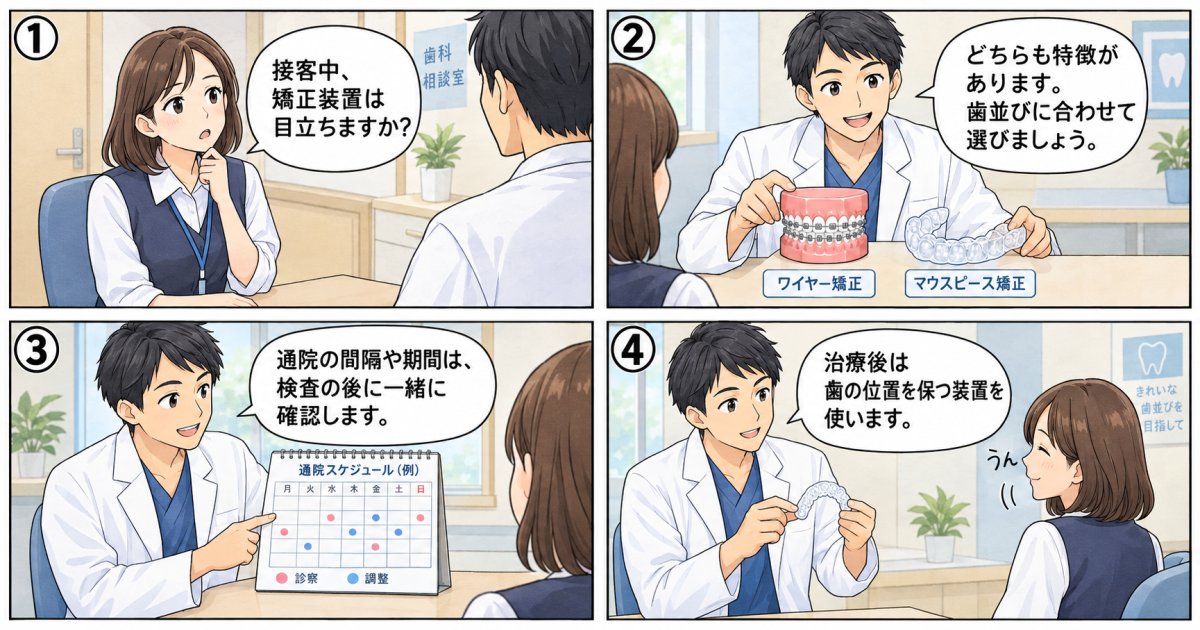仕事中の見た目と生活に合う矯正方法を考える