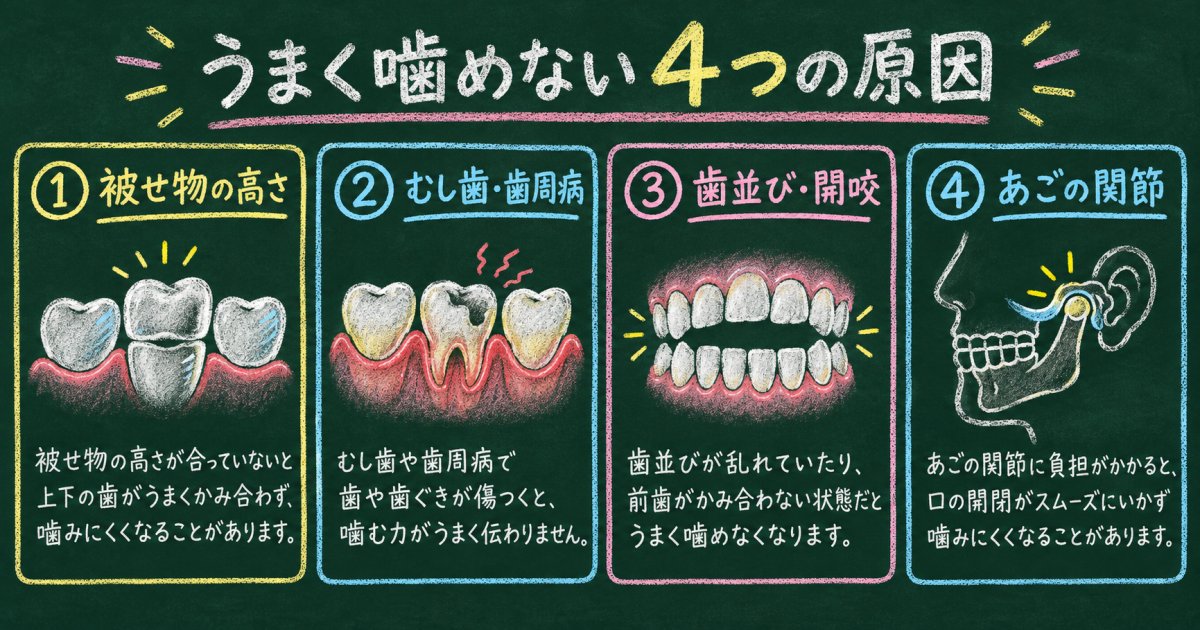 うまく噛めない・片側だけで噛むのは、どんな原因のサイン？